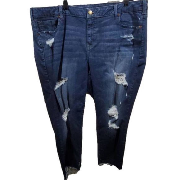 LANE Bryant skinny distressed raw hem jeans plus - Picture 1 of 12